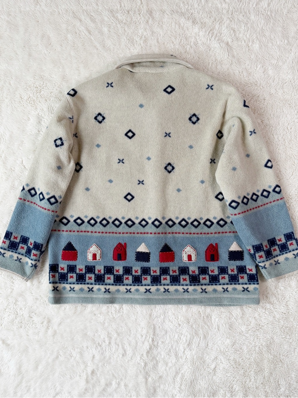 VTG Woman Cream Fleece Country Cottagecore Button Front Relax Sweater Jacket XL - Picture 4 of 7